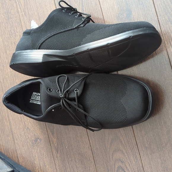 Skechers Caswell Aleno Black Knit Lace Oxford Dress Shoes 65127EWW Mens 15 Wide - Picture 5 of 15